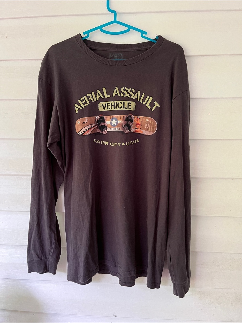 Aerial Assault Vehicle Graphic Long-Sleeve Shirt - Brown